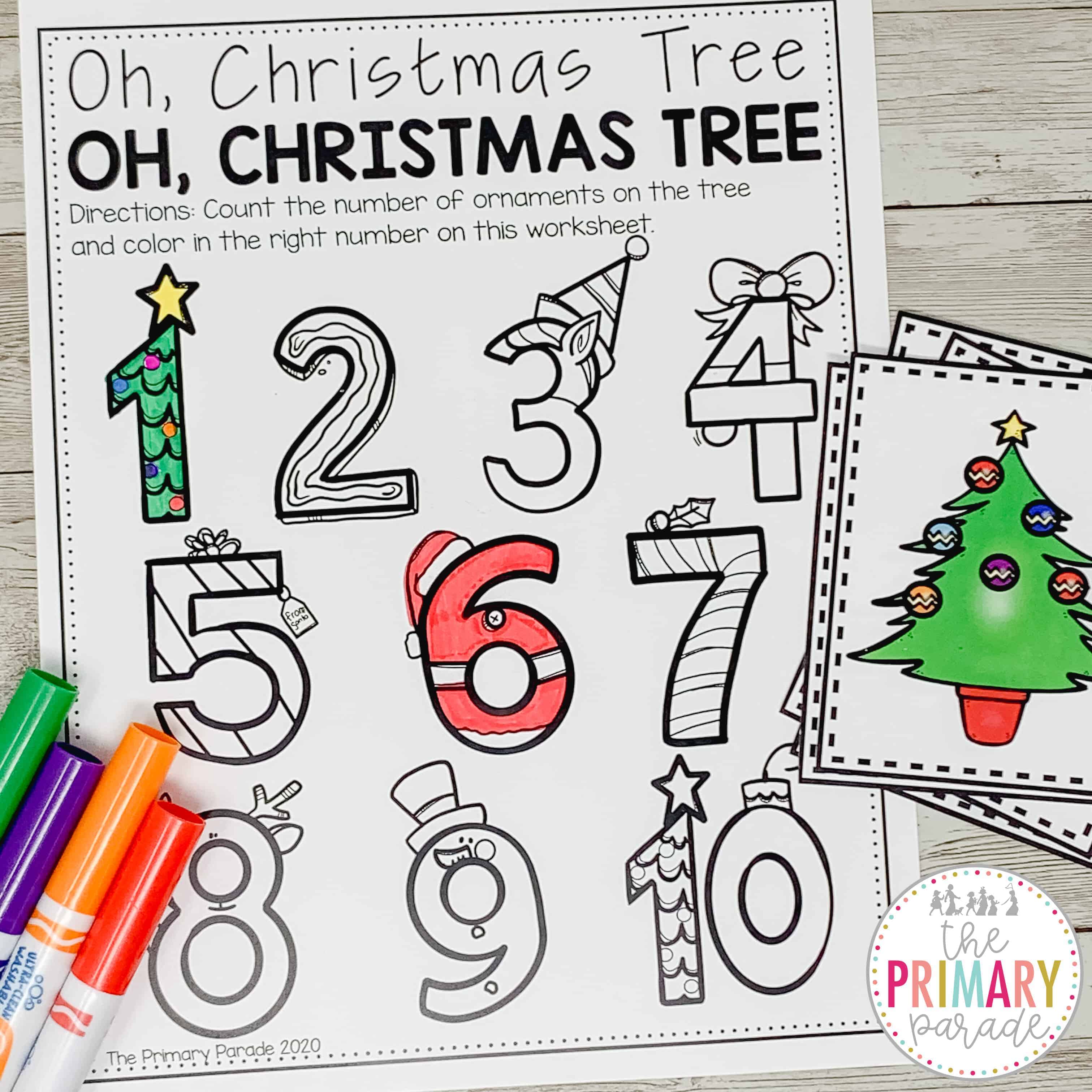 Printable Christmas Color Worksheet Pages for Kids