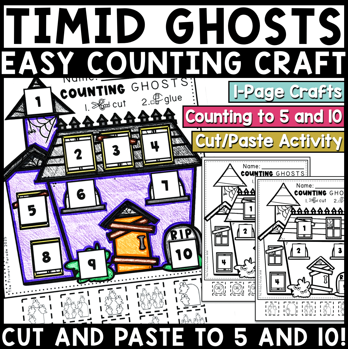 Ten timid ghosts craft for halloween