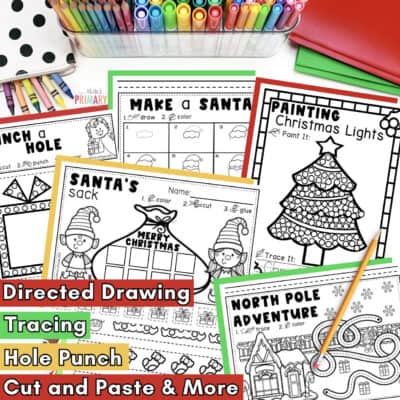 Christmas holiday fine motor activities printable worksheets for preschool and kindergarten