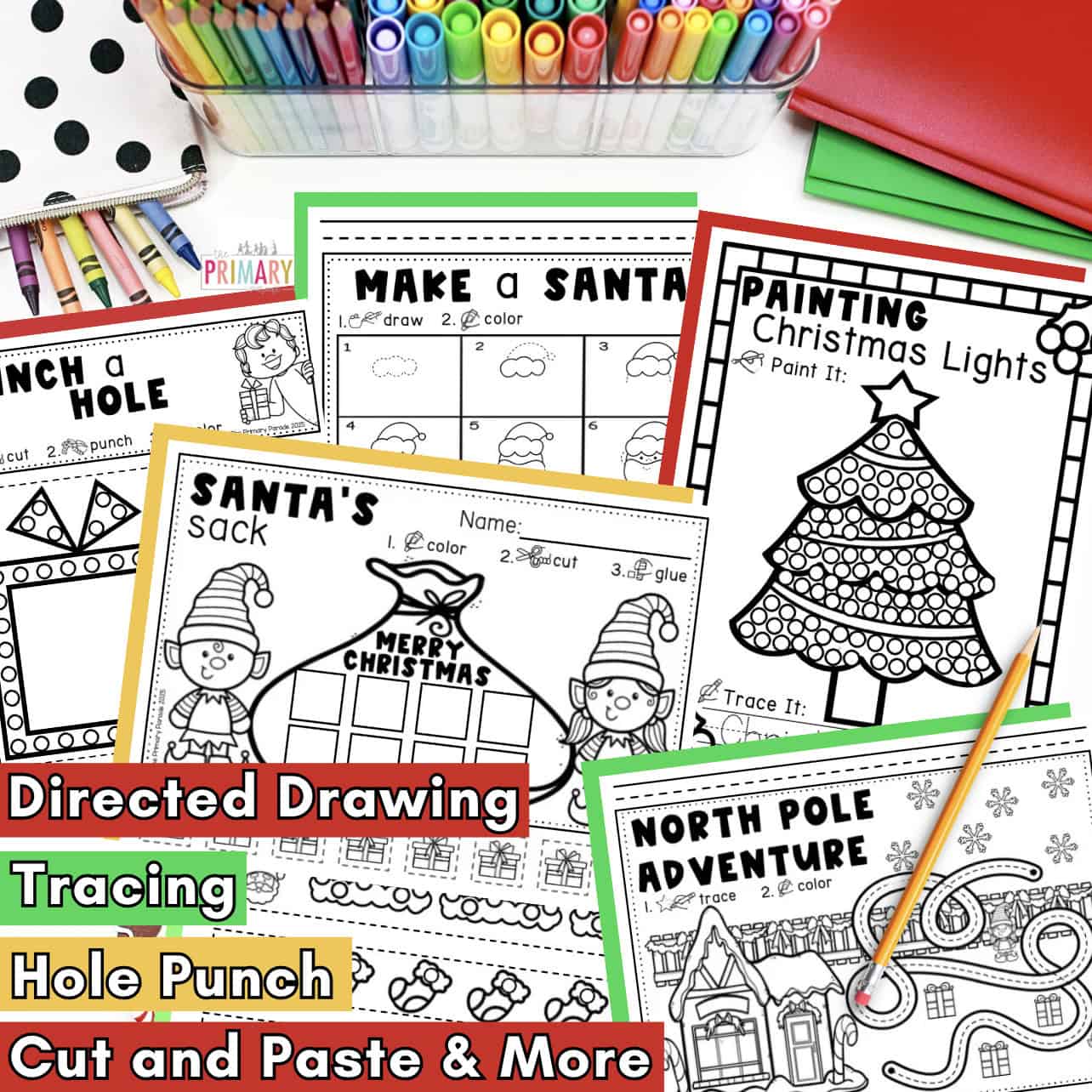 Christmas holiday fine motor activities printable worksheets for preschool and kindergarten