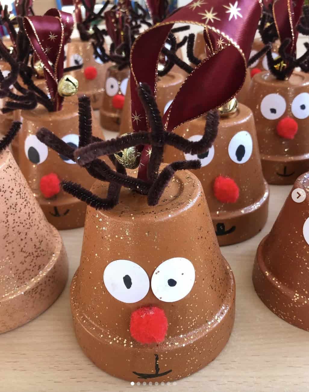 Clay Pot Reindeer Ornament