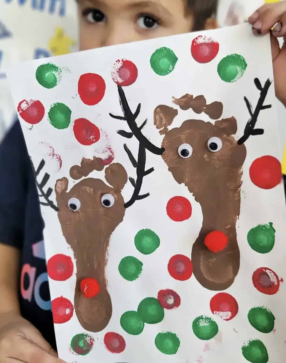 Footprint Reindeer Painting
