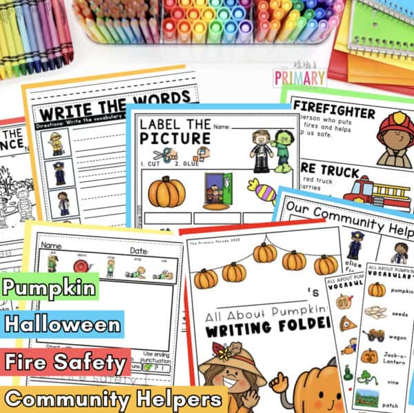 October writing center activities for kindergarten
