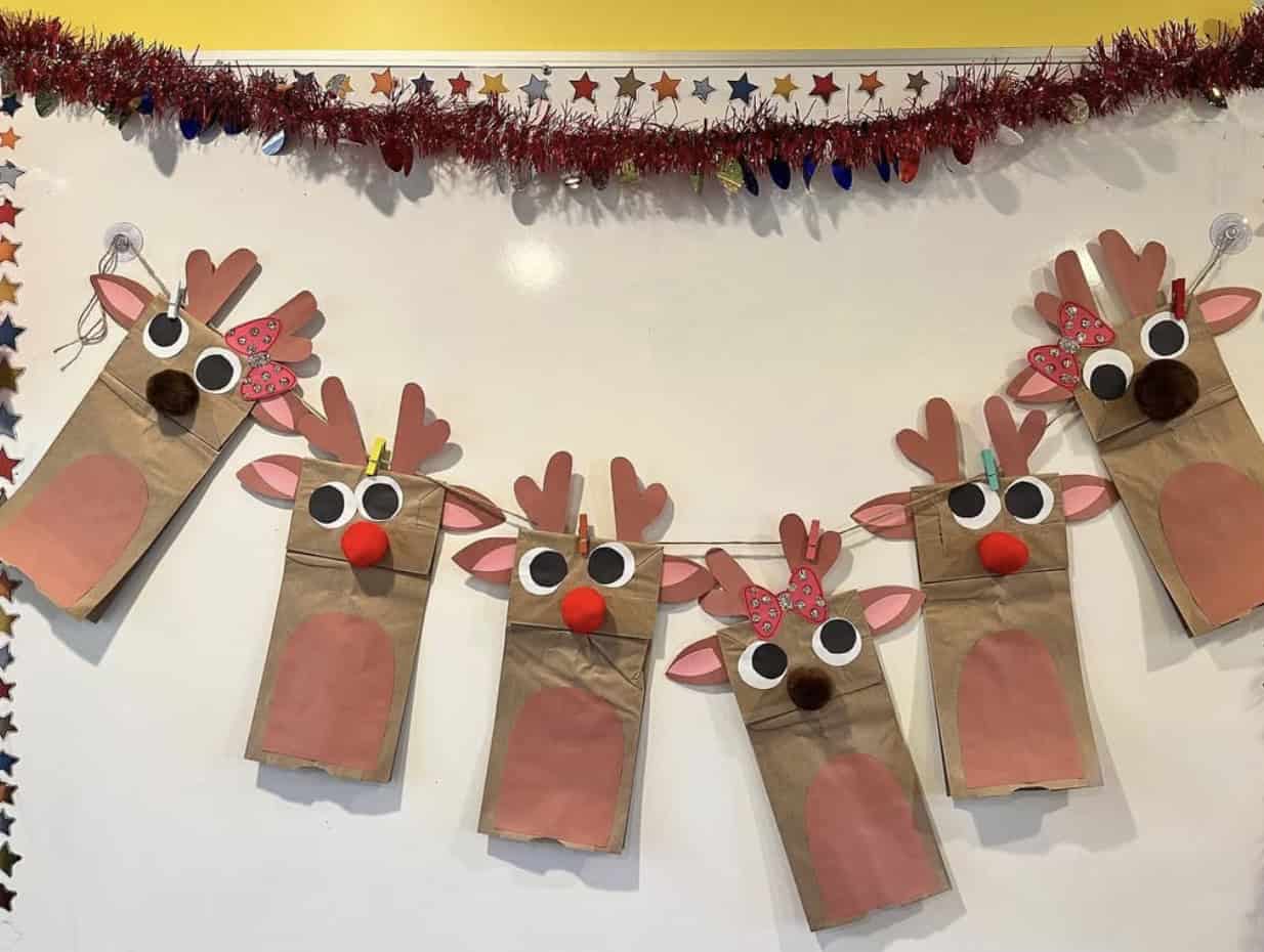 Paper Bag Reindeer Garland