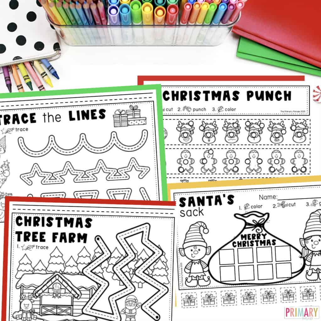 christmas fine motor worksheets for kids