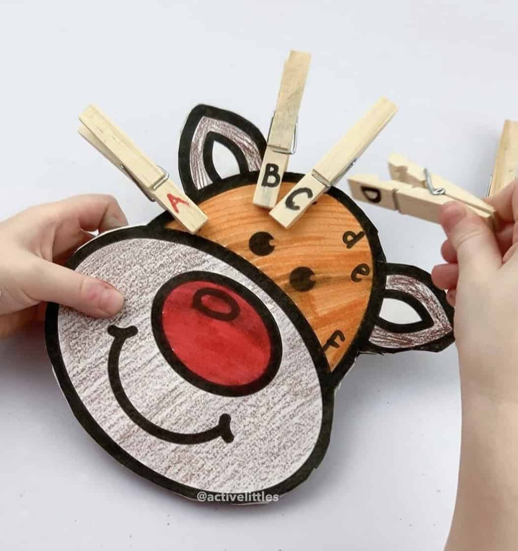 Reindeer Alphabet Clothespin Activity