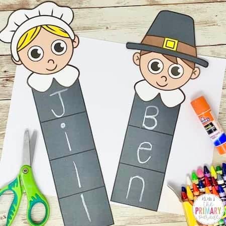 pilgrim name craft for preschool and kindergarten