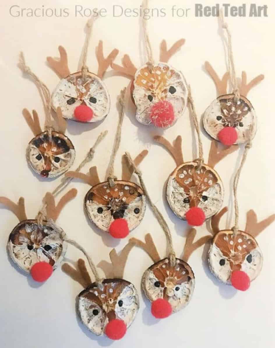 Wood Slice Reindeer Ornaments